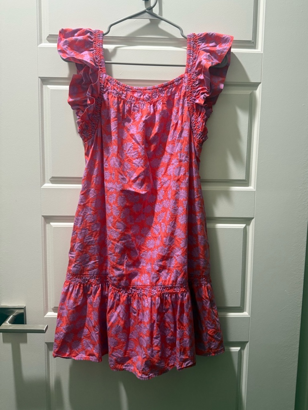 GAP Pink Floral Ruffle Sleeve Casual Dress